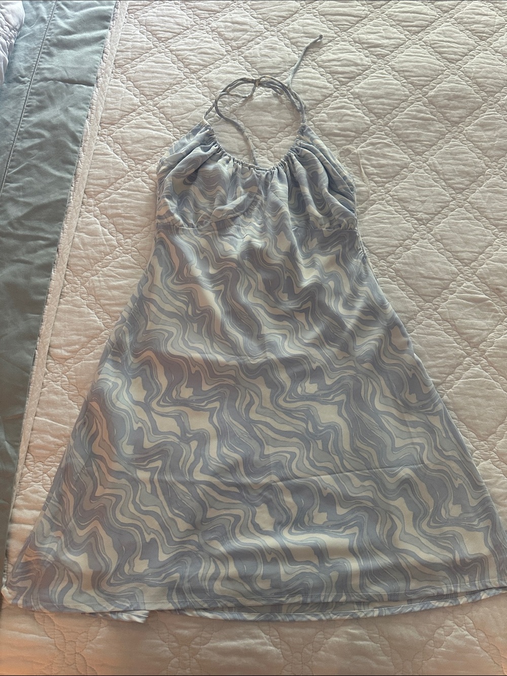 Blue Swirl Halter Sundress